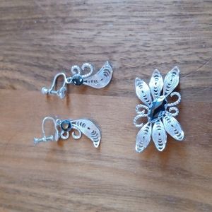 Sorento Sterling silver hematite earrings & brooch.*Last chance before I donate*